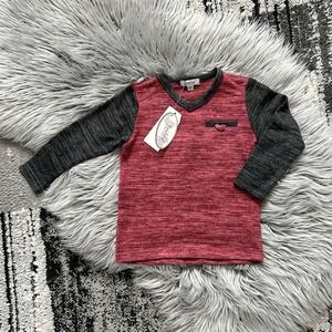 FRENCHIE Long Sleeve V-Neck Red Knit Top 18‎ Month NWT